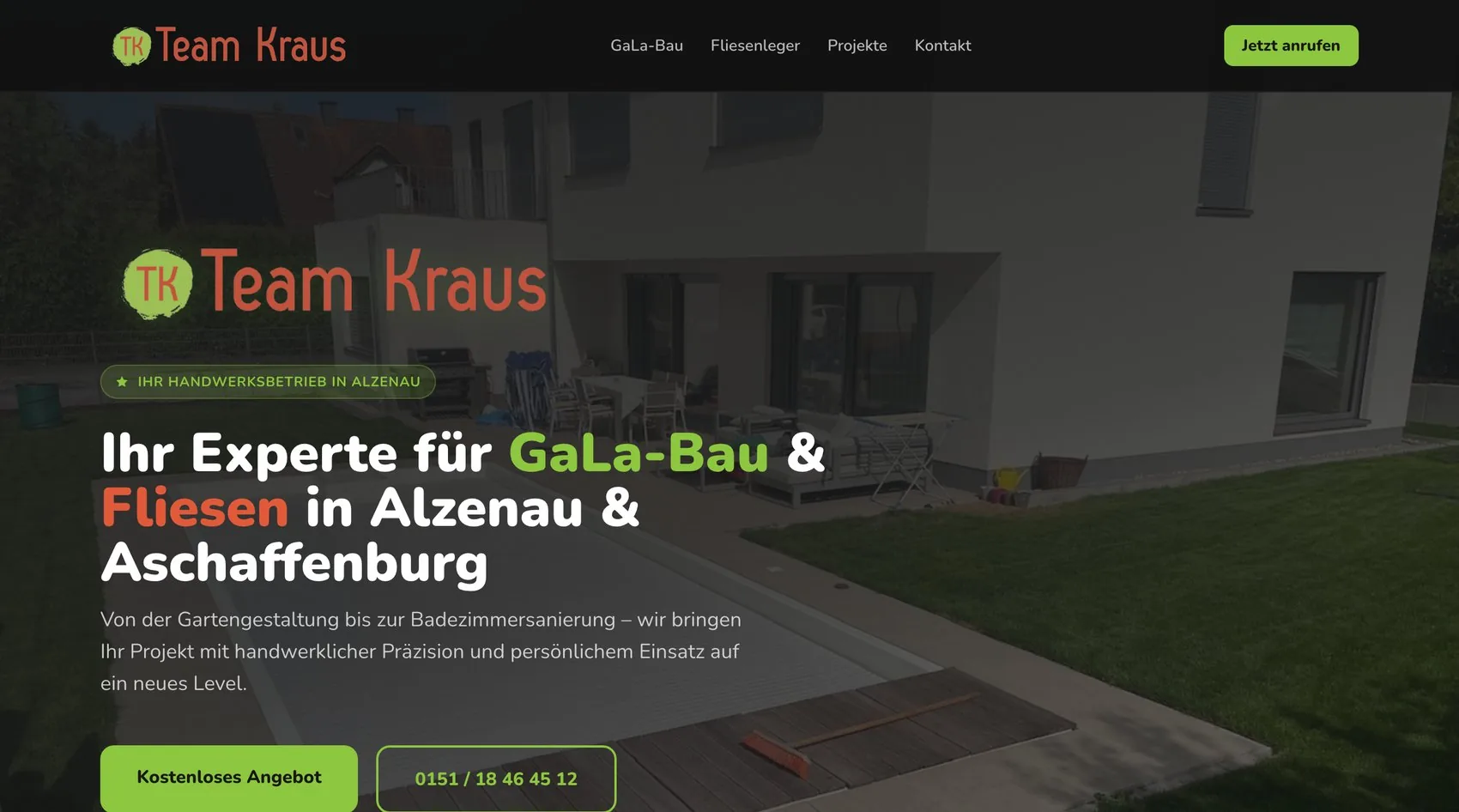 Website-Vorschau: Team Kraus – GaLa-Bau & Fliesen in Alzenau & Aschaffenburg