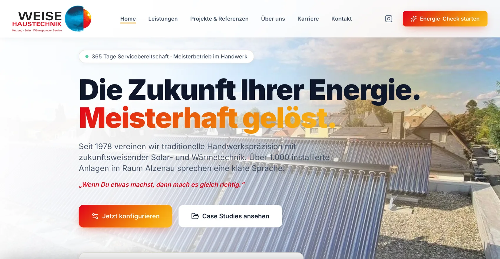 Website-Vorschau: Weise Haustechnik – Heizung, Solar und Wärmepumpen in Alzenau