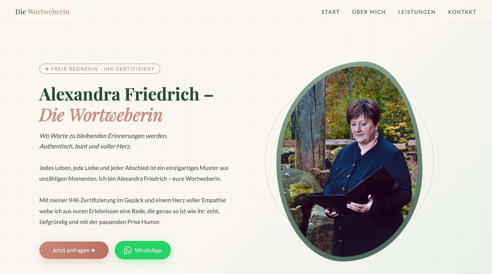 Website-Vorschau: Die Wortweberin – Alexandra Friedrich, freie Rednerin